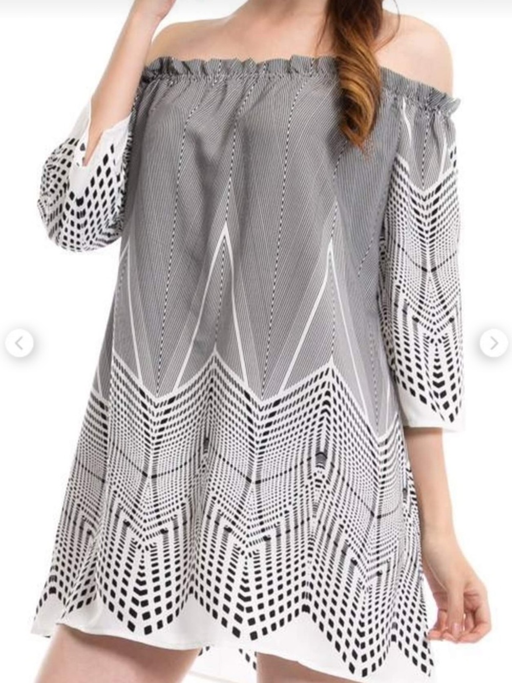 Size Small Illa Illa Off The Shoulder Striped &  Polka Dot Mini Dress